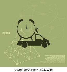 Flat paper cut style icon of vehicle. Delivery car symbol vector illustration