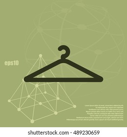 Flat paper cut style icon of hanger. Vector illustration