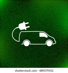 Flat paper cut style icon of an eco car. Vector illustration