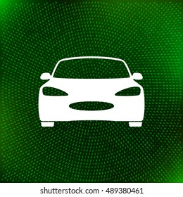 Flat paper cut style icon of a car. Vector illustration