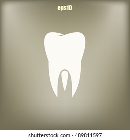 Flat paper cut style icon of tooth. Dentistry symbol icon vector illustration