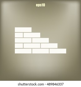 Flat paper cut style icon of brickwork fragment. Vector illustration
