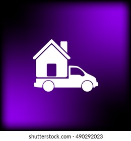 Flat paper cut style icon of vehicle. Delivery car symbol vector illustration