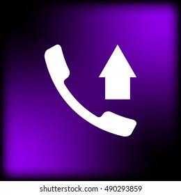 Flat paper cut style icon of out-coming call. Vector illustration