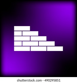 Flat paper cut style icon of brickwork fragment. Vector illustration
