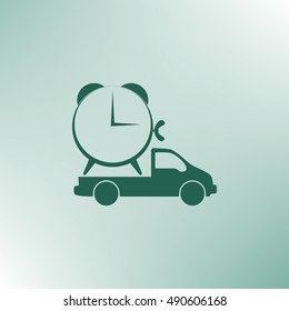Flat paper cut style icon of vehicle. Delivery car symbol vector illustration