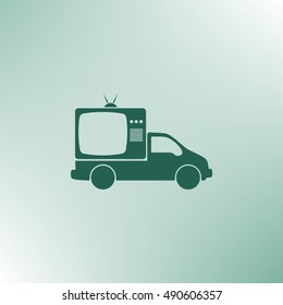 Flat paper cut style icon of vehicle. Delivery car symbol vector illustration
