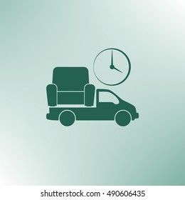 Flat paper cut style icon of vehicle. Delivery car symbol vector illustration