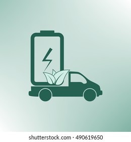 Flat paper cut style icon of eco vehicle. Delivery car symbol vector illustration