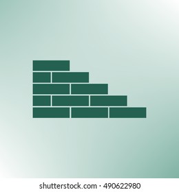 Flat paper cut style icon of brickwork fragment. Vector illustration