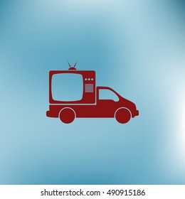 Flat paper cut style icon of vehicle. Delivery car symbol vector illustration