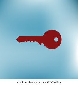 Flat paper cut style icon of an old key. Vector illustration