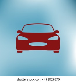 Flat paper cut style icon of a car. Vector illustration