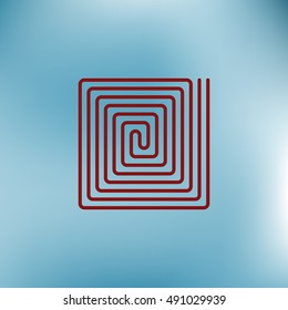 Flat paper cut style icon of floor heating. Vector illustration