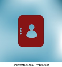 Flat paper cut style icon of an address book. Vector illustration