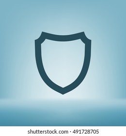 Flat paper cut style icon of a shield. Vector illustration
