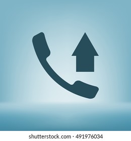 Flat paper cut style icon of out-coming call. Vector illustration