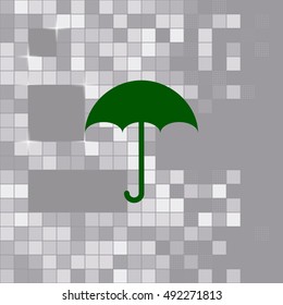 Flat paper cut style icon of umbrella. Vector illustration