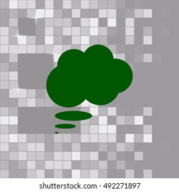 Flat paper cut style icon of thought cloud. Vector illustration