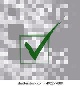 Flat paper cut style icon of check box. Vector illustration