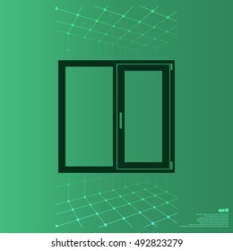 Flat paper cut style icon of modern window. Vector illustration