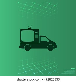 Flat paper cut style icon of vehicle. Delivery car symbol vector illustration