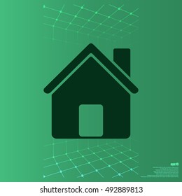 Flat paper cut style icon of house. Vector illustration