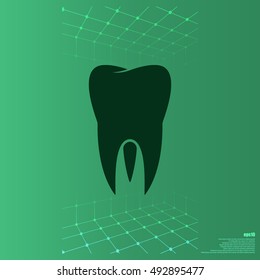 Flat paper cut style icon of tooth. Dentistry symbol icon vector illustration