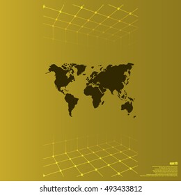 Flat paper cut style icon of World Map. Vector illustration