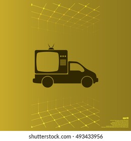 Flat paper cut style icon of vehicle. Delivery car symbol vector illustration