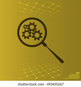 Flat paper cut style icon of magnifier. Vector illustration