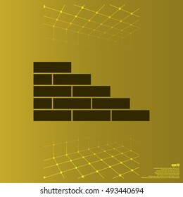 Flat paper cut style icon of brickwork fragment. Vector illustration