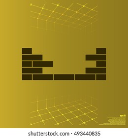 Flat paper cut style icon of brickwork fragment. Vector illustration