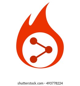 Flat paper cut style icon of share. Vector illustration