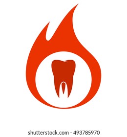 Flat paper cut style icon of tooth. Dentistry symbol icon vector illustration