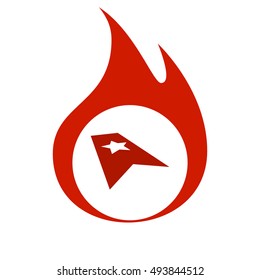 Flat paper cut style icon of web bookmark. Vector illustration