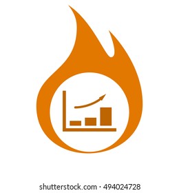 Flat paper cut style icon of a diagram. Vector illustration