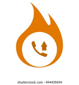 Flat paper cut style icon of out-coming call. Vector illustration