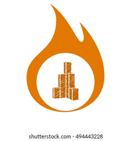 Flat paper cut style icon of sketchy building vector illustration