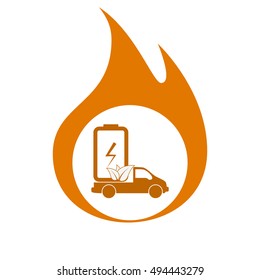 Flat paper cut style icon of eco vehicle. Delivery car symbol vector illustration