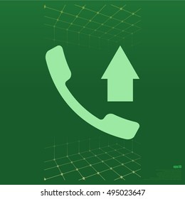 Flat paper cut style icon of out-coming call. Vector illustration