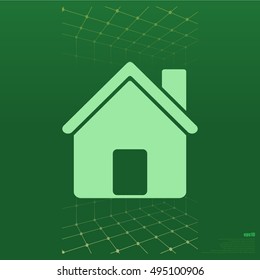 Flat paper cut style icon of house. Vector illustration
