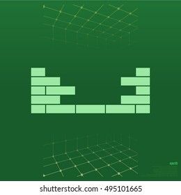 Flat paper cut style icon of brickwork fragment. Vector illustration