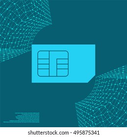 Flat paper cut style icon of a sim card. Vector illustration