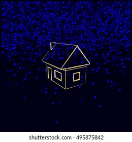 Flat paper cut style icon of house model vector illustration