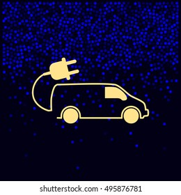 Flat paper cut style icon of an eco car. Vector illustration