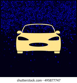 Flat paper cut style icon of a car. Vector illustration