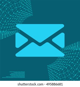 Flat paper cut style icon of envelope. E-mail symbol