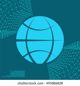 Flat paper cut style icon of globe. Vector illustration