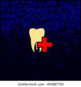 Flat paper cut style icon of tooth. Dentistry symbol icon vector illustration